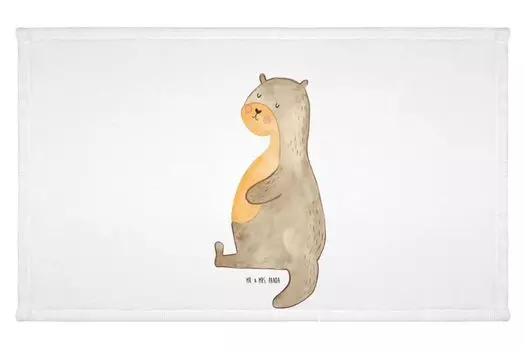 Гостевое полотенце Mr. & Mrs. Panda Otter Belly — белое — подарок, выдра, дорожное полотенце, спортивное полотенце, гостевое полотенце, на подкладке, махровая ткань, выдра Морская выдра Морская выдра, белый