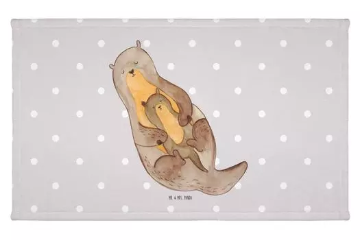 Гостевое полотенце Mr. & Mrs. Panda Otter Child - Серая пастель - Подарок, Гостевое полотенце, Дорожное полотенце, Выдра Морская выдра Морская выдра, Детское полотенце, Выдра, Спортивное полотенце, белый