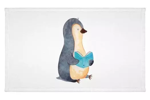Гостевое полотенце Mr. & Mrs. Panda Penguin Book - Белый - Подарок, чтение, гостевое полотенце, детское полотенце, отпуск, спортивное полотенце, отдых, дорожное полотенце, пингвины, отпуск