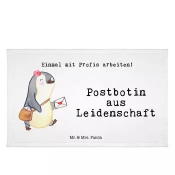Гостевое полотенце Mr. & Mrs. Panda Postman Passion - Белый - Подарок, махровая ткань, для вас, почтальона, пенсии, послания, работы, подарка, спортивного полотенца, коллеги