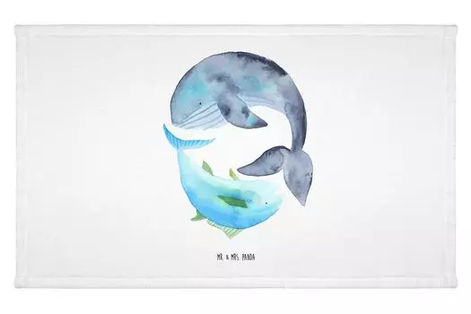 Гостевое полотенце Mr. & Mrs. Panda с китовым тунцом - белое - подарок, хорошее настроение, махровая ткань, дорожное полотенце, забавные высказывания, шутка, животные, поговорка дня, детское полотенце, белый