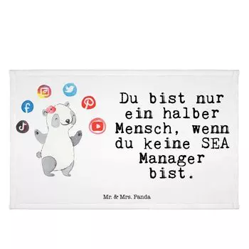 Гостевое полотенце Mr. & Mrs. Panda SEA Manager Heart — белое — подарок, Поисковый маркетинг, Спортивное полотенце, Спасибо, Гостевое полотенце, Махровая ткань, Прощание, Дорожное полотенце, Коллега, белый