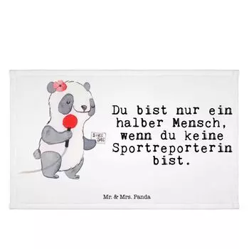 Гостевое полотенце Mr. & Mrs. Panda Sports Reporter Heart — белое — подарок, спортивное полотенце, подарок, махровая ткань, дорожное полотенце, коллега, гостевое полотенце, спасибо, детское полотенце, белый