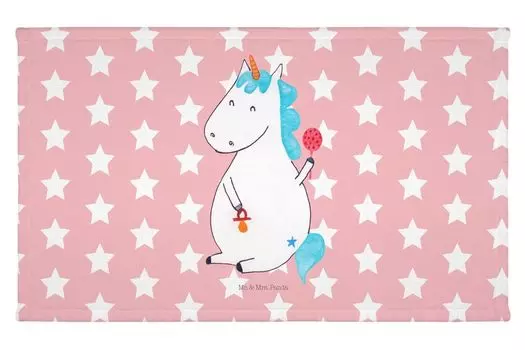 Гостевое полотенце Mr. & Mrs. Panda Unicorn Baby — красная пастель — подарок, соска, день рождения, гостевое полотенце, единорог, пегас, спортивное полотенце, махровая ткань, детское, детское полотенце, белый