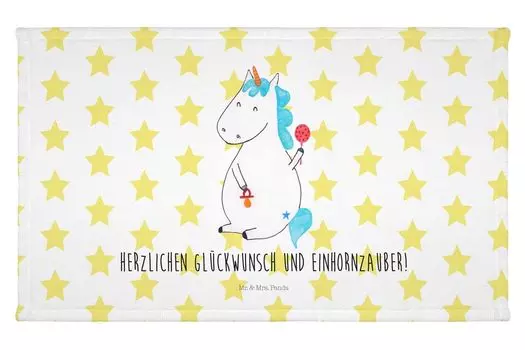 Гостевое полотенце Mr. & Mrs. Panda Unicorn Baby - белый - подарок, единороги, махровая ткань, первый ребенок, дорожное полотенце, родители, детское полотенце, единорог, спортивное полотенце, рождение