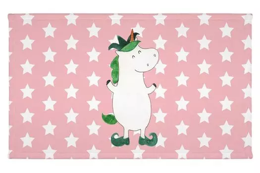 Гостевое полотенце Mr. & Mrs. Panda Unicorn Joker - красная пастель - подарок, Пегас, Средневековье, дорожное полотенце, единороги, детское полотенце, спортивное полотенце, Kasper, махровая ткань, белый