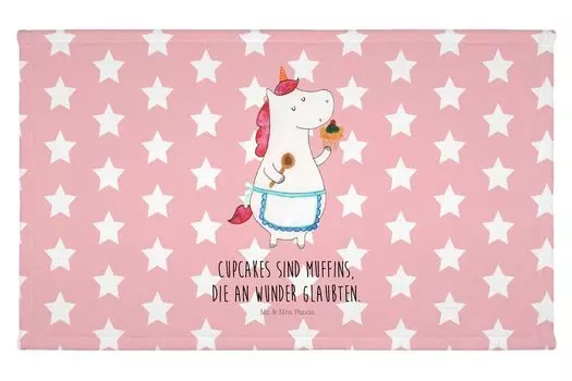 Гостевое полотенце Mr. & Mrs. Panda Unicorn Kitchen - красная пастель - подарок, повар-любитель, мечта, спортивное полотенце, единороги, единорог, махровый, украшение в виде единорога, детское полотенце, белый