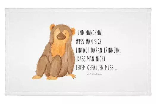 Гостевой полотенце Mr. & Mrs. Panda обезьянка - белый - подарок, уважение, спортивное полотенце, Африка, любовь к себе, махровая ткань, детское полотенце, гостевое полотенце, уверенность в себе, дикие животные