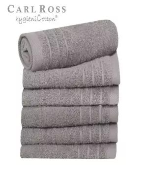 Гостевые полотенца Carl Ross "HygieniCotton" (6 шт.) с 2 подвесными шнурами 30х50 см (6 шт.), цвет platin