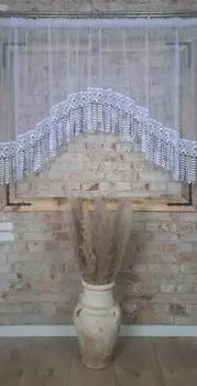 Готовая штора 500х150, вуаль белая, цветок гипюра 30см. FirankoMania