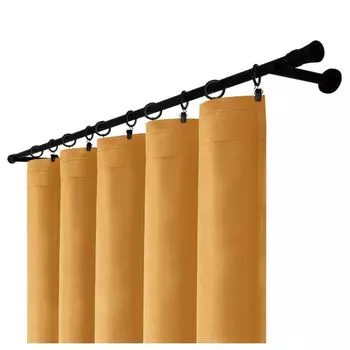 Готовая штора из велюра с рюшовой тесьмой 140х240 см горчичного цвета горчично-желтая непрозрачная штора Voppi, желтый