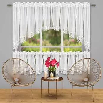 Готовая штора из вуали современная штора для гостиной и кухни LB-11, 150х400 см. Inox Trade, белый