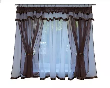 Готовая штора МАЙОРКА 390х150 красное вино Drapella, коричневый