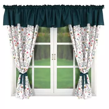 Готовая штора, штора с цирконием, гардина, раздвижная штора, лента серебристая, белая/темно-зеленая 120х150см. Drapella, темно-зеленый