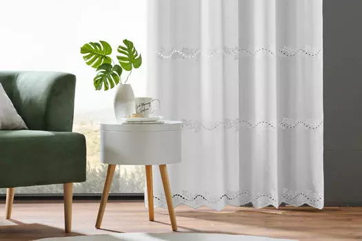 Готовая штора валерия полупрозрачная Landscape, бежевый