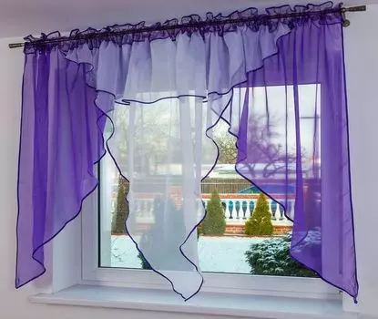 Готовая штора Женева, 350х150, экрю Sonstige, фиолетовый