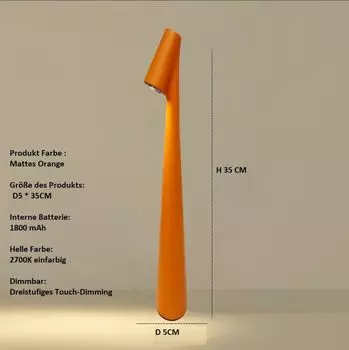 Готовая светодиодная настольная лампа, маленькая и элегантная настольная лампа, 35 см, цвет оранжевый. DTC GmbH