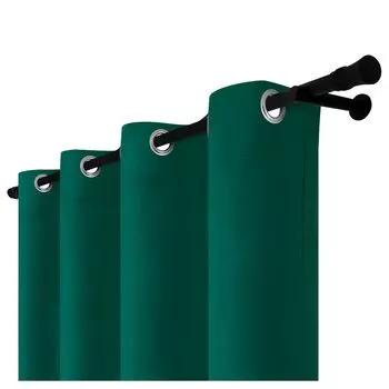 Готовая велюровая штора с люверсами 140 х 260 см бутылочно-зеленая непрозрачная штора с люверсами Voppi, зеленый