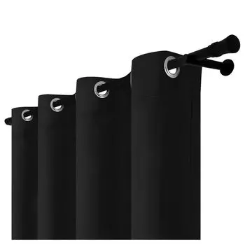 Готовая велюровая штора с люверсами 140 х 280 см кремовая непрозрачная штора с люверсами Voppi, черный