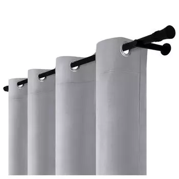 Готовая велюровая штора с люверсами 140х280 см горчично-желтая непрозрачная штора с люверсами Voppi, серый