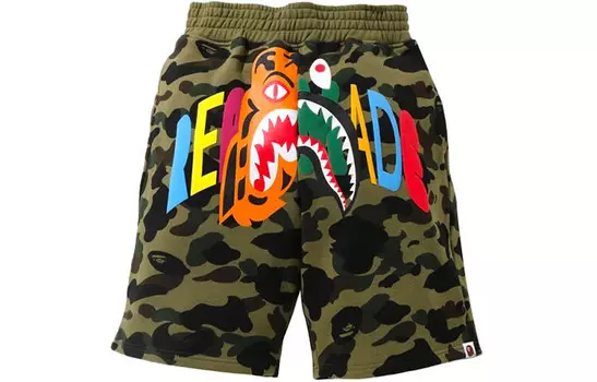 Готовые повседневные шорты X Shark Series для мужчин, цвет армейский зеленый A Bathing Ape, зеленый
