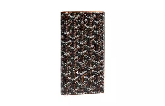 GOYARD Кошелек унисекс из холста и кожи SAINT ROCH с изображением собачьих зубов, коричневый