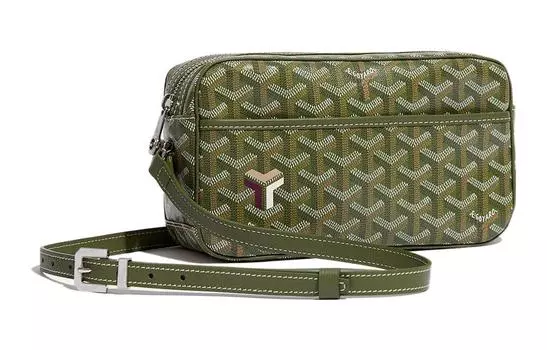 GOYARD Сумка-мессенджер Cap Vert из парусины с кожаной сумкой-мессенджером для фотоаппарата, сумка через плечо, сумка-трубы унисекс, зеленый/хаки