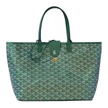GOYARD Сумка-шоппер Saint Louis из холста с кожаной отделкой, сумка-тоут, сумка-труба унисекс, жемчужно-зеленая