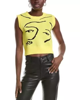 Gracia Абстрактная линия Арт свитер жилет, желтый