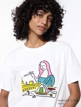 Графическая футболка discoveries of the louvre ut Uniqlo, белый