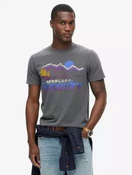 Графическая футболка с надписью great outdoors Superdry, цвет Granite Grey Marl