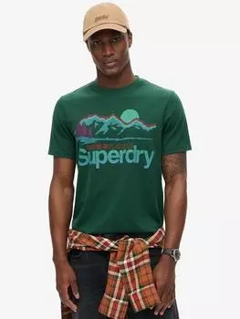 Графическая футболка с надписью great outdoors Superdry, цвет Bengreen Marl