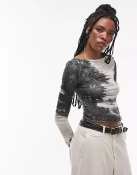 Графическая лицензия национальная галерея Джон Констебл кукурузное поле длинный рукав топ в моно Topshop