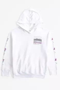 Графический логотип толстовка с капюшоном Abercrombie & Fitch, белый