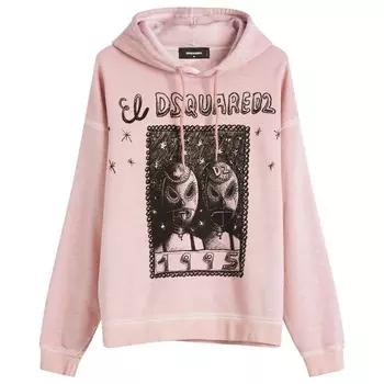 Графический оверсайз худи расслабленного кроя Dsquared2, цвет dusty antic rose