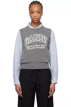 Графический жилет Ganni, серый