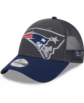 Графитовая регулируемая кепка New England Patriots Reflect 9FORTY для больших мальчиков и девочек New Era, серый