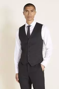 Графитовый костюмный жилет облегающего кроя и эластичный MOSS, серый