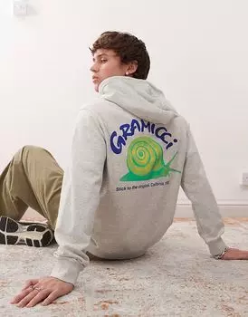 Gramicci - Толстовка с капюшоном серого цвета с графическим принтом улитки