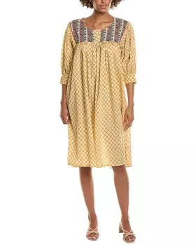 Гранатовое платье прямого кроя с разрезом на шее Pomegranate, желтый