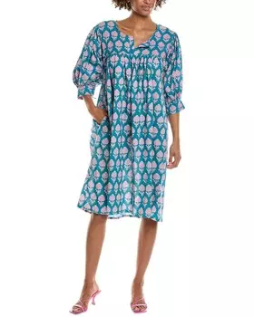 Гранатовое платье прямого кроя с разрезом на шее Pomegranate, синий