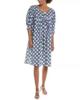 Гранатовое платье прямого кроя с разрезом на шее Pomegranate, синий