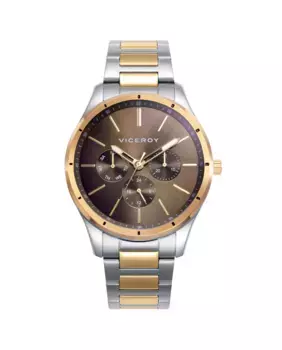 Грандиозные мужские часы с двухцветным стальным корпусом и браслетом и золотым IP Viceroy, золотой