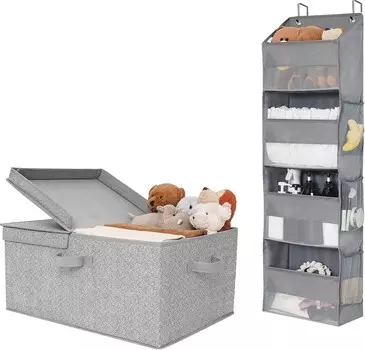 GRANNY SAYS Набор из 1 большой корзины для хранения вещей и 1 упаковки органайзера для хранения над дверью