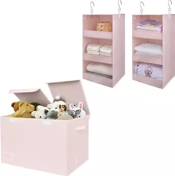 GRANNY SAYS Набор из 1 очень больших прямоугольных контейнеров для хранения и 2 подвесных органайзера для шкафа