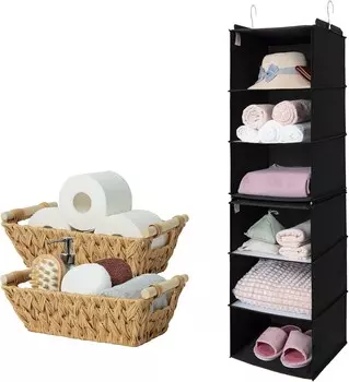 GRANNY SAYS Набор из 1 подвесного органайзера для гардероба и 2 корзин для хранения на полках