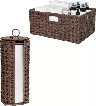 GRANNY SAYS Набор из 1 упаковки подставки для хранения туалетной бумаги и 1 упаковки очень большой плетеной корзины для хранения для организации вещей
