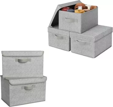 GRANNY SAYS Набор из 2 больших контейнеров для хранения в гардеробе и 3 прямоугольных тканевых контейнеров для хранения вещей