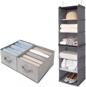 GRANNY SAYS Набор из 2 декоративных корзин для хранения с ручками и 1 упаковки подвесных органайзеров и предметов для хранения вещей