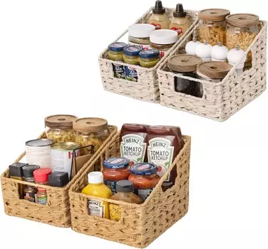 GRANNY SAYS Набор из 2 плетеных корзин для организации вещей и 2 плетеных корзин для хранения на полках